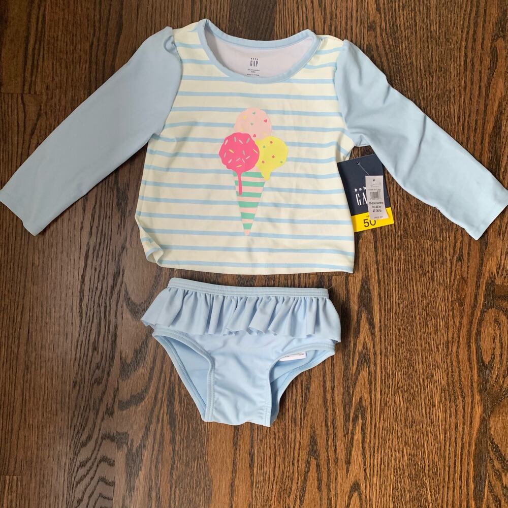 NWT Baby Gap Rashguard Swimsuit 2-Piece Ice Cream Set | 18-24 Months